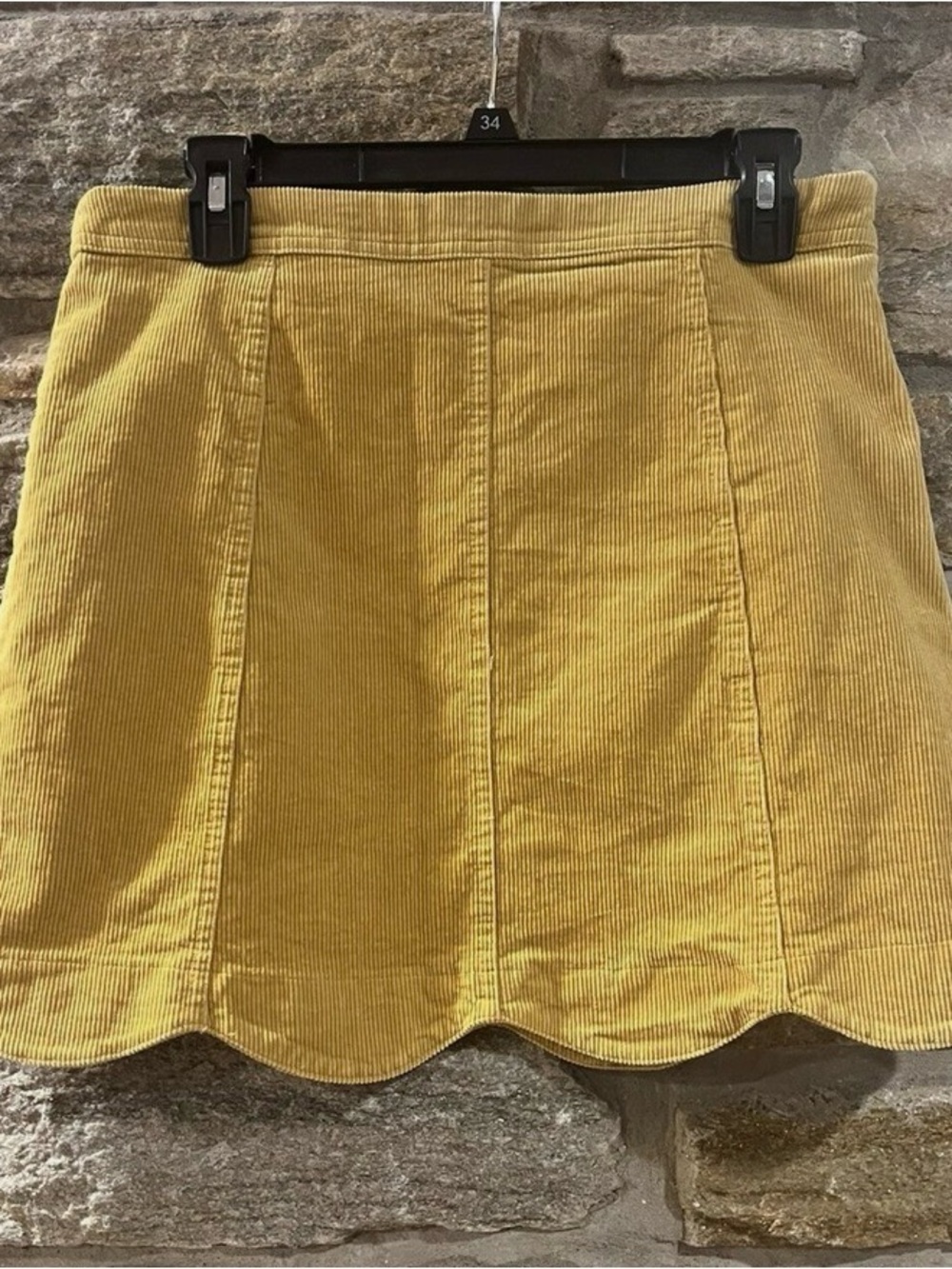 Altar'd State Mustard Yellow Corduroy Scalloped Mini Skirt